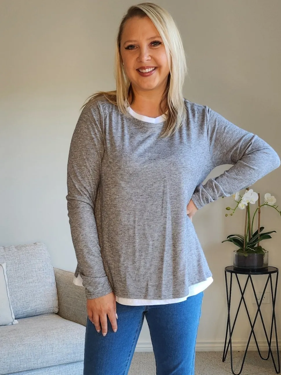 Alice 2 in 1 Knit Top - Charcoal