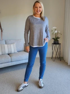Alice 2 in 1 Knit Top - Charcoal