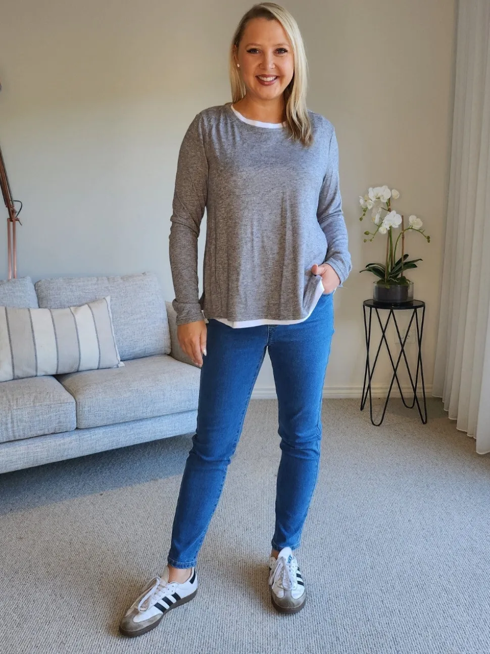 Alice 2 in 1 Knit Top - Charcoal