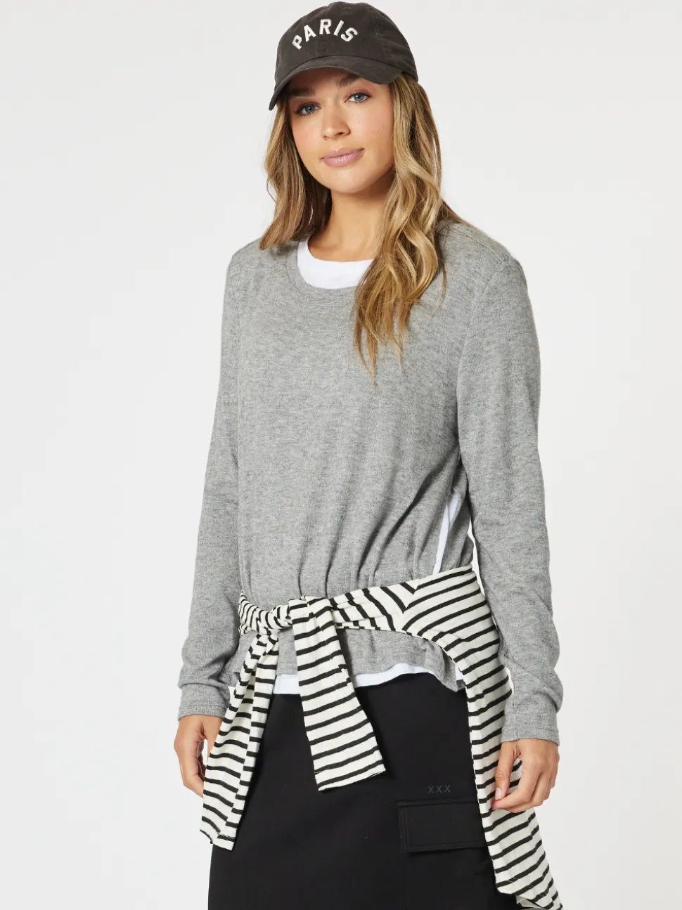 Alice 2 in 1 Knit Top - Charcoal