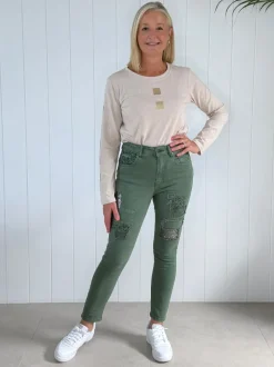 All That Jazz Applique Jean - Khaki