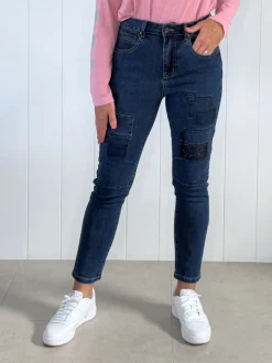 All That Jazz Applique Jean - Dark Denim