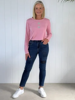All That Jazz Applique Jean - Dark Denim