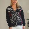 Art Deco Floral Knit - Black/Multi