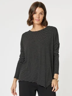 Artist Stripe Print Long Sleeve Top - Black/White