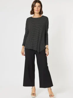 Artist Stripe Print Long Sleeve Top - Black/White