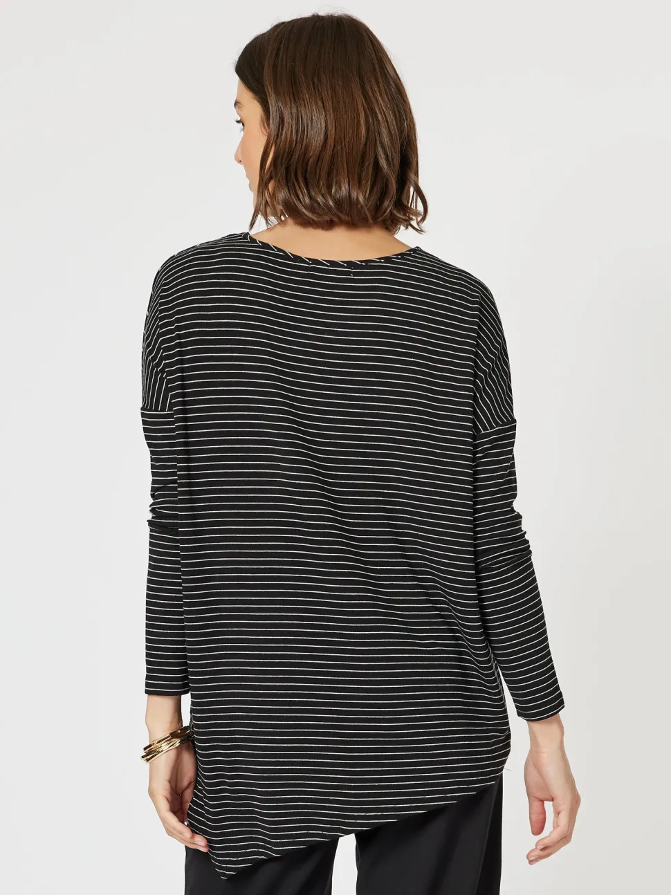 Artist Stripe Print Long Sleeve Top - Black/White