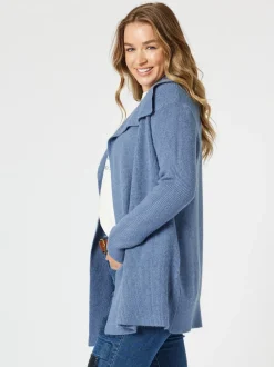Ava Rib Cardigan - Indigo