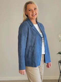 Avenue Faux Suede Jacket - Indigo