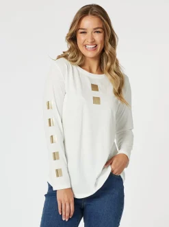 Be Square Long Sleeve Top - White
