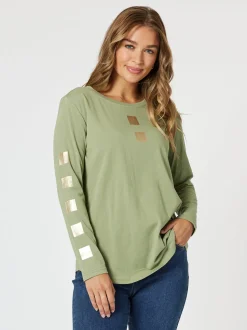Be Square Long Sleeve Top - Khaki