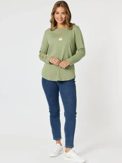 Be Square Long Sleeve Top - Khaki