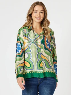 Brooklyn Print Shirt - Khaki Multi
