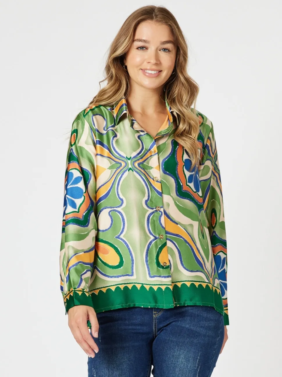 Brooklyn Print Shirt - Khaki Multi