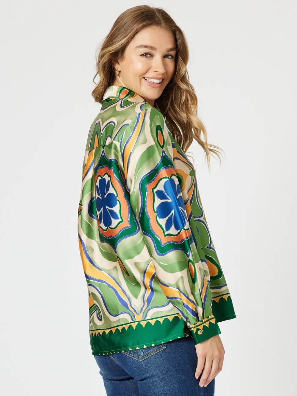 Brooklyn Print Shirt - Khaki Multi