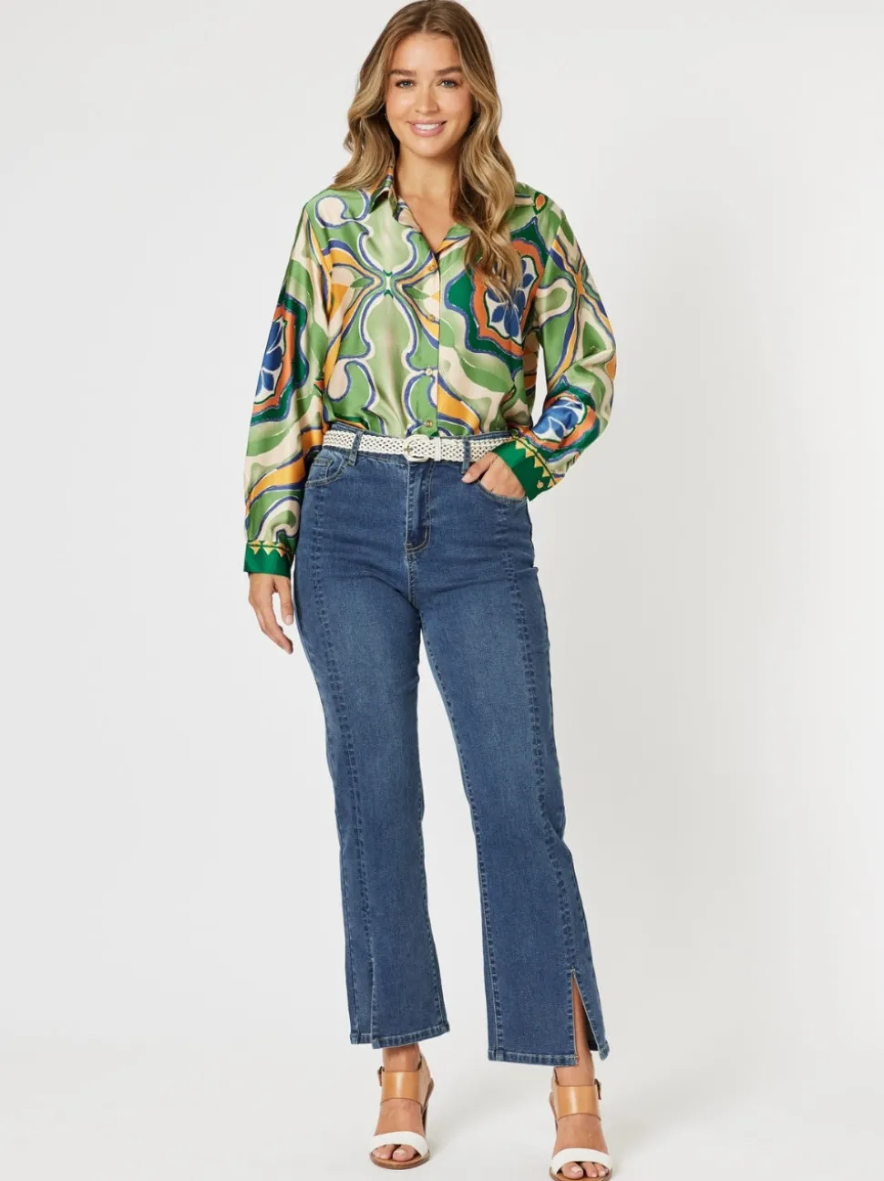 Brooklyn Print Shirt - Khaki Multi