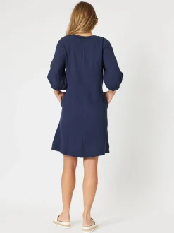Byron Cotton Dress - Navy