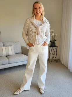 Carpenter Stretch Wide Leg Jean - White
