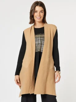 Casa Longline Knit Vest - Caramel