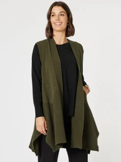 Casa Longline Knit Vest - Khaki