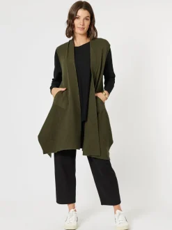 Casa Longline Knit Vest - Khaki