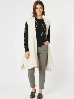 Casa Longline Knit Vest - Light Natural