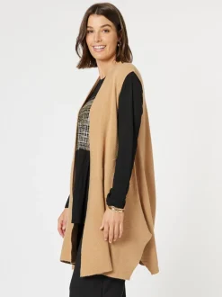 Casa Longline Knit Vest - Caramel