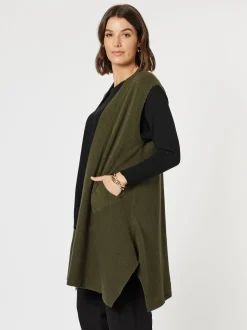 Casa Longline Knit Vest - Khaki