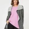 Chevron Knit Cardigan - Black/White