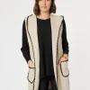 Cosy Contrast Detail Hooded Vest - Natural
