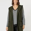Cosy Contrast Detail Hooded Vest - Khaki