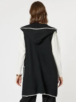 Cosy Contrast Detail Hooded Vest - Black