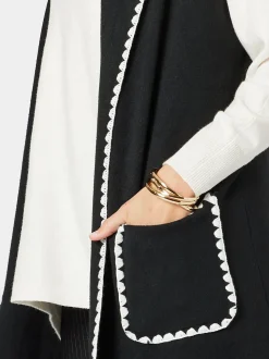 Cosy Contrast Detail Hooded Vest - Black