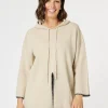 Cosy Hooded Split Front Knit - Natural