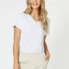 Cotton V - Neck - Shirt - White