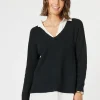 Deux V Neck Knit - Black