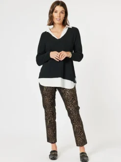 Deux V Neck Knit - Black