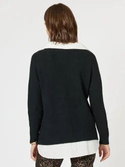 Deux V Neck Knit - Black