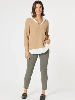 Deux V Neck Knit - Caramel
