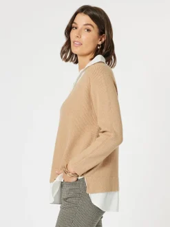 Deux V Neck Knit - Caramel