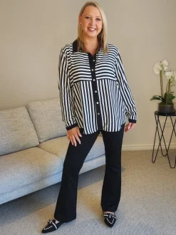 Emmie Stripe Print Shirt - Black/White