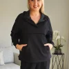 Evie Hooded Zip Sweatshirt - Black