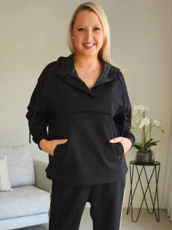 Evie Hooded Zip Sweatshirt - Black