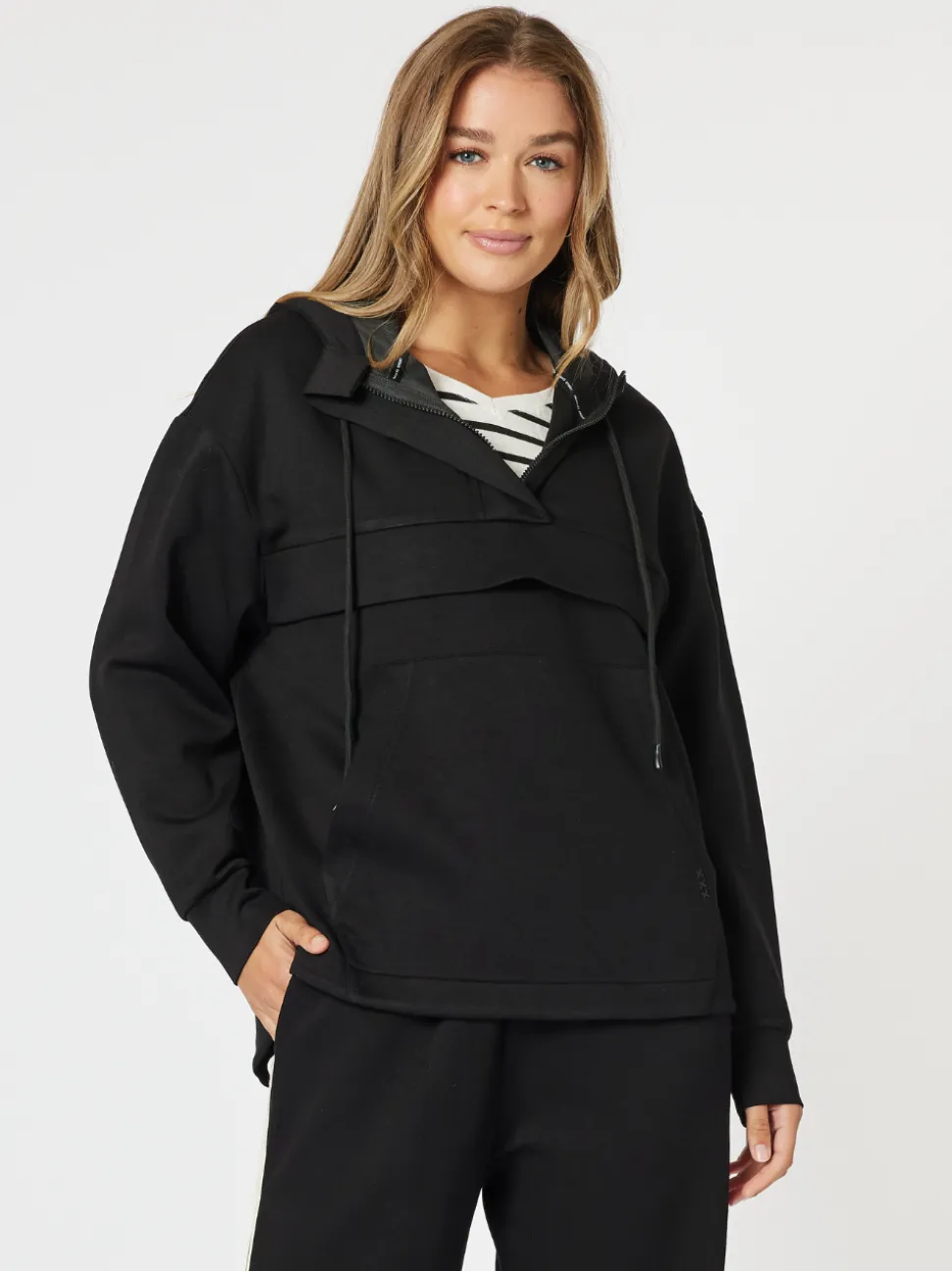 Evie Hooded Zip Sweatshirt - Black