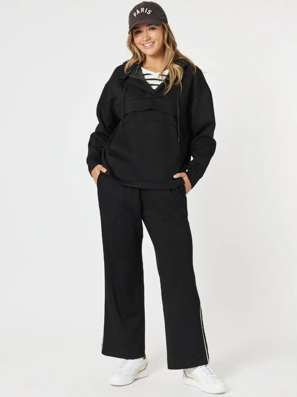Evie Hooded Zip Sweatshirt - Black