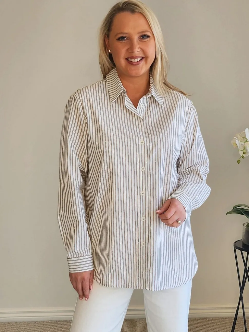French Stripe Shirt - Chocolate/White