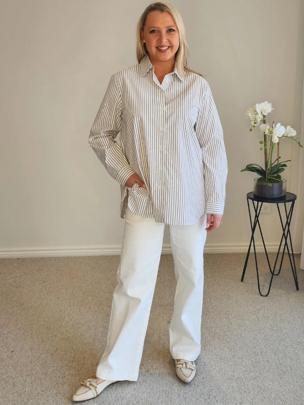 French Stripe Shirt - Chocolate/White