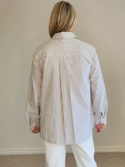 French Stripe Shirt - Chocolate/White