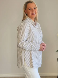 French Stripe Shirt - Chocolate/White