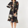 Galleria Print Button Dress - Black Multi